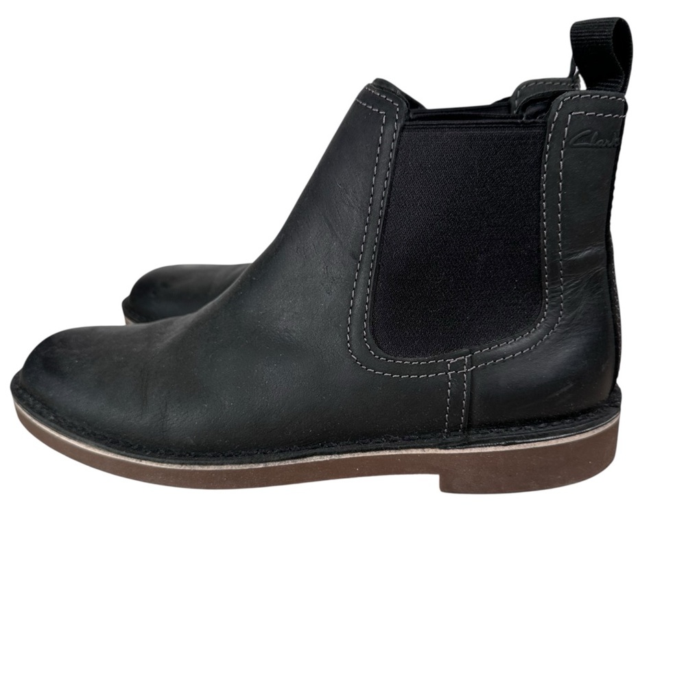 Clarks Bushacre Hill Chelsea Boots Black Leather Ankle Pull On Men 8 - Picture 9 of 12